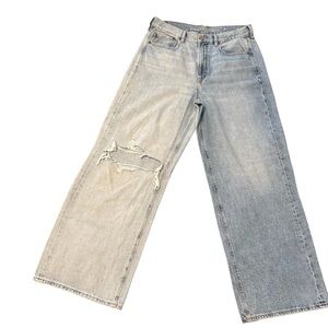 American Eagle Skater Wide Leg Jeans Two Tone Size 12